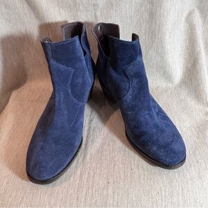 COLE HAAN Sz  10.5B Grand øs Suede Pull On Stacked Heel Almond Toe Ankle Boots